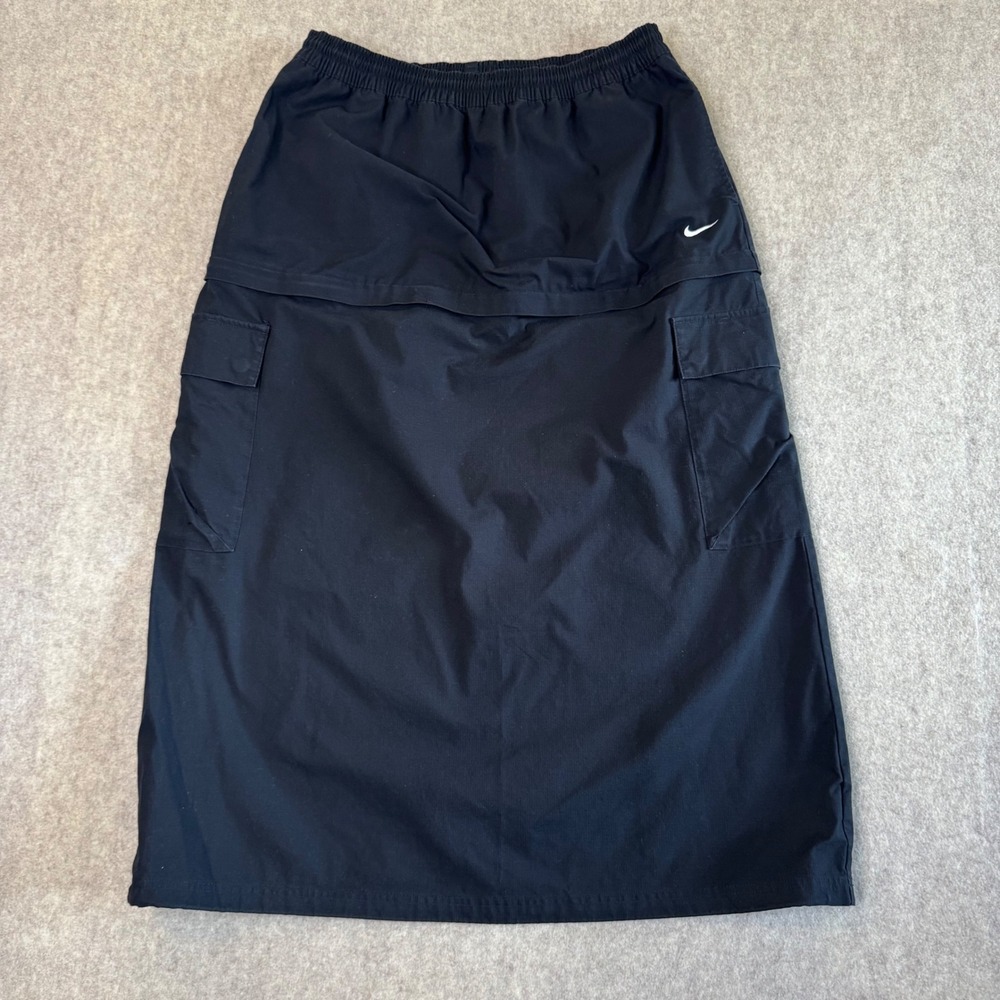 Nike Convertible Cargo Midi Skirt Womens Large Black Relaxed Gorpcore Utility